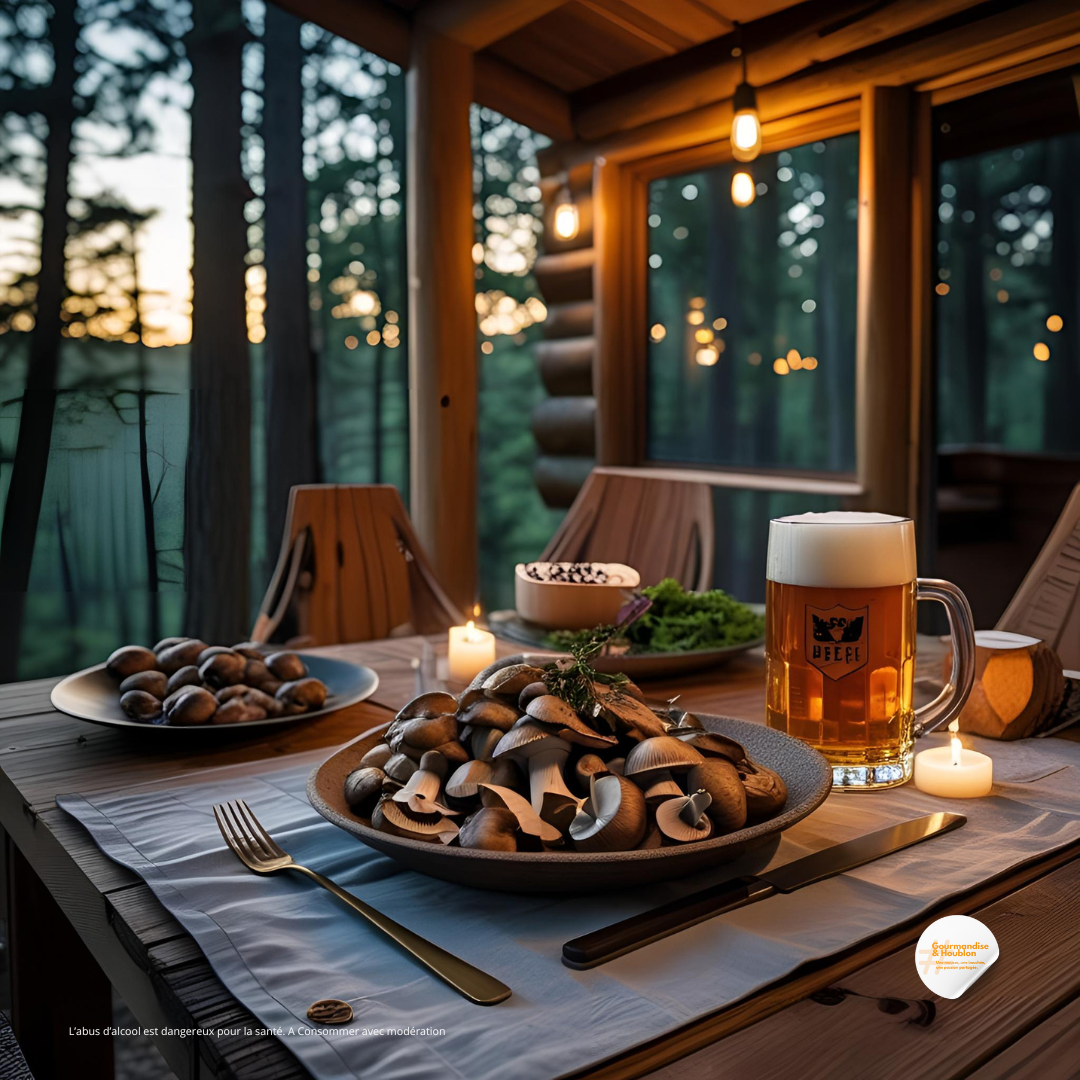 Nuit en cabane, dîner aux champignons