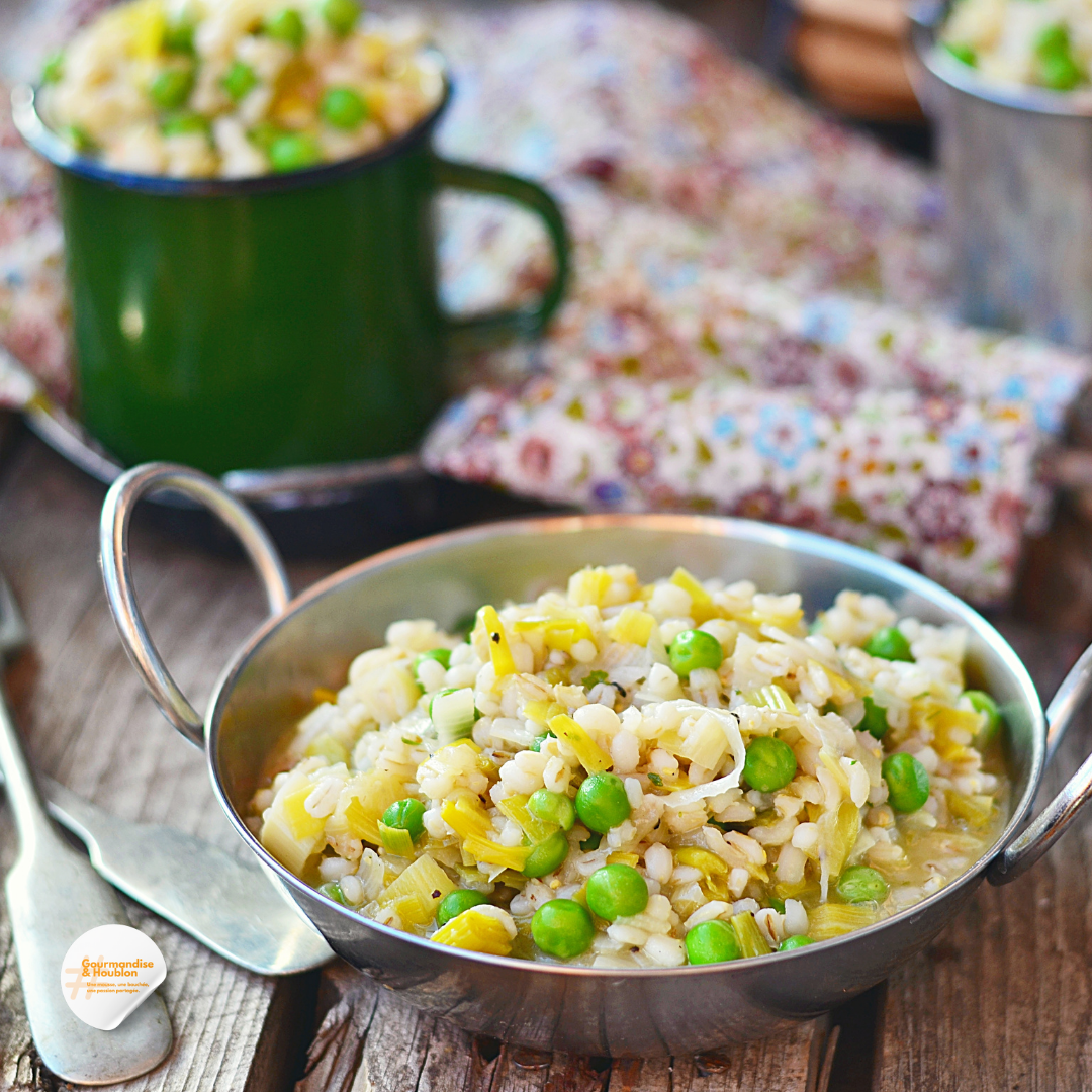 Risotto d’orge à la bière blonde & légumes rôtis