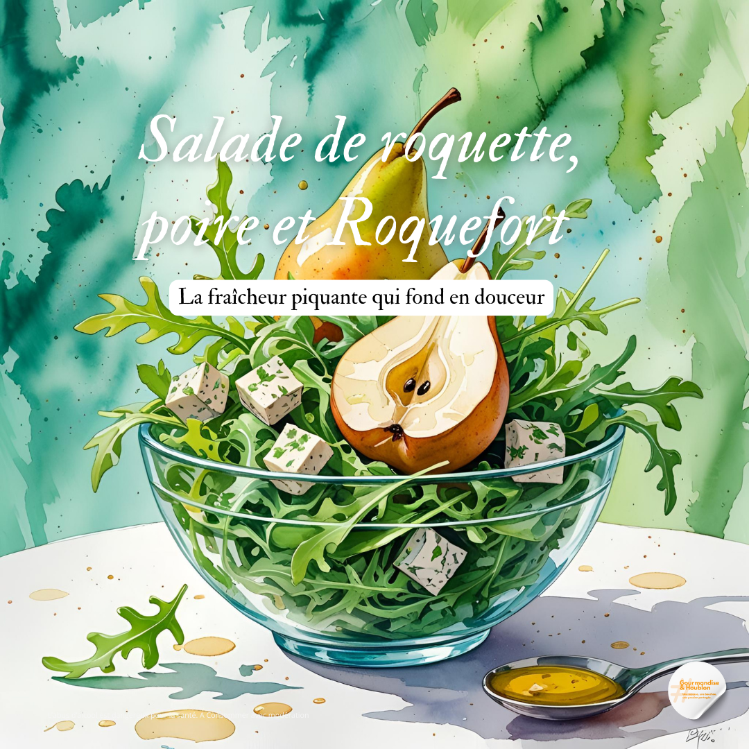 Salade de roquette, poire et Roquefort