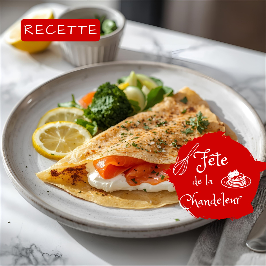 Crêpe salée – Saumon fumé, fromage frais & citron confit