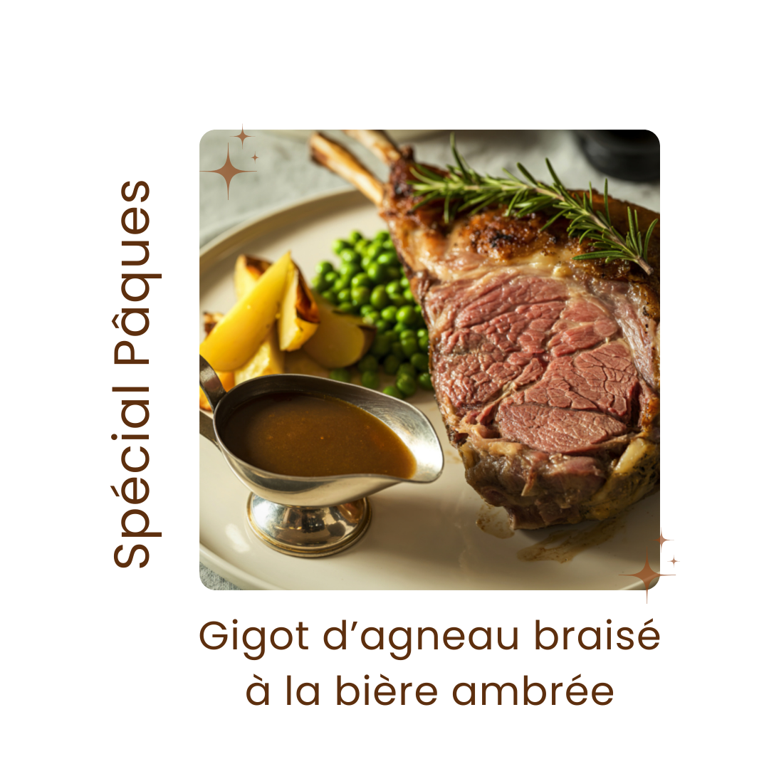 Gigot d’agneau braisé à la bière ambrée