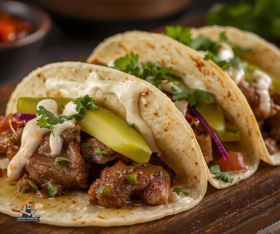 Tacos de merlan, sauce yaourt-citron & herbes fraîches